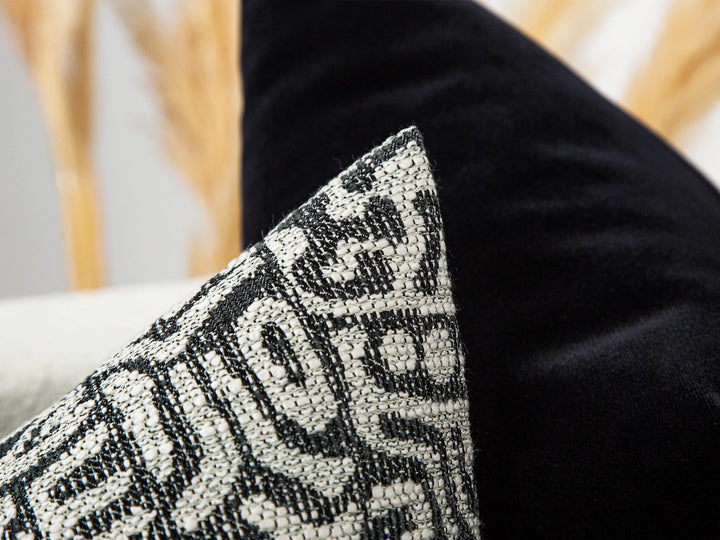 Black Tribal Geometric Pillow Cover
