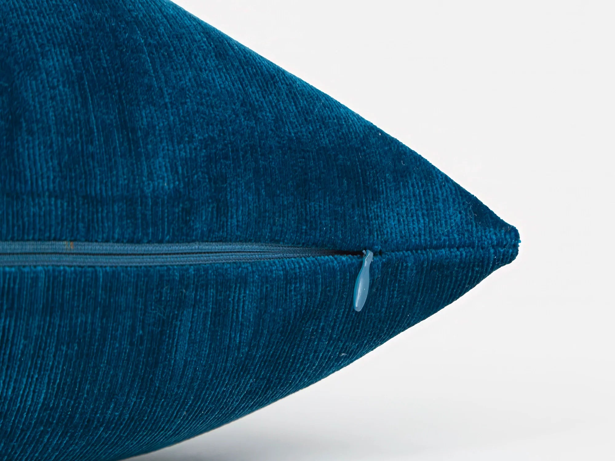 Deep Turquoise Ribbed Velvet Pillow Cover
