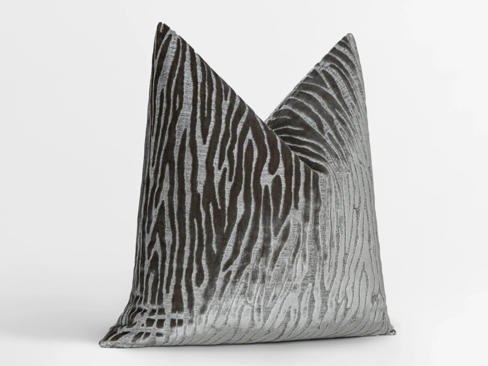 Warm Gray Zebra Velvet Pillow Cover