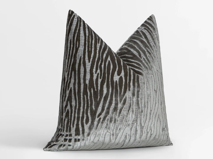 Warm Gray Zebra Velvet Pillow Cover
