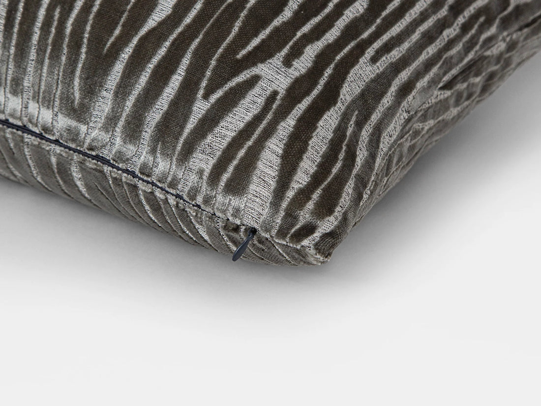 Warm Gray Zebra Velvet Pillow Cover