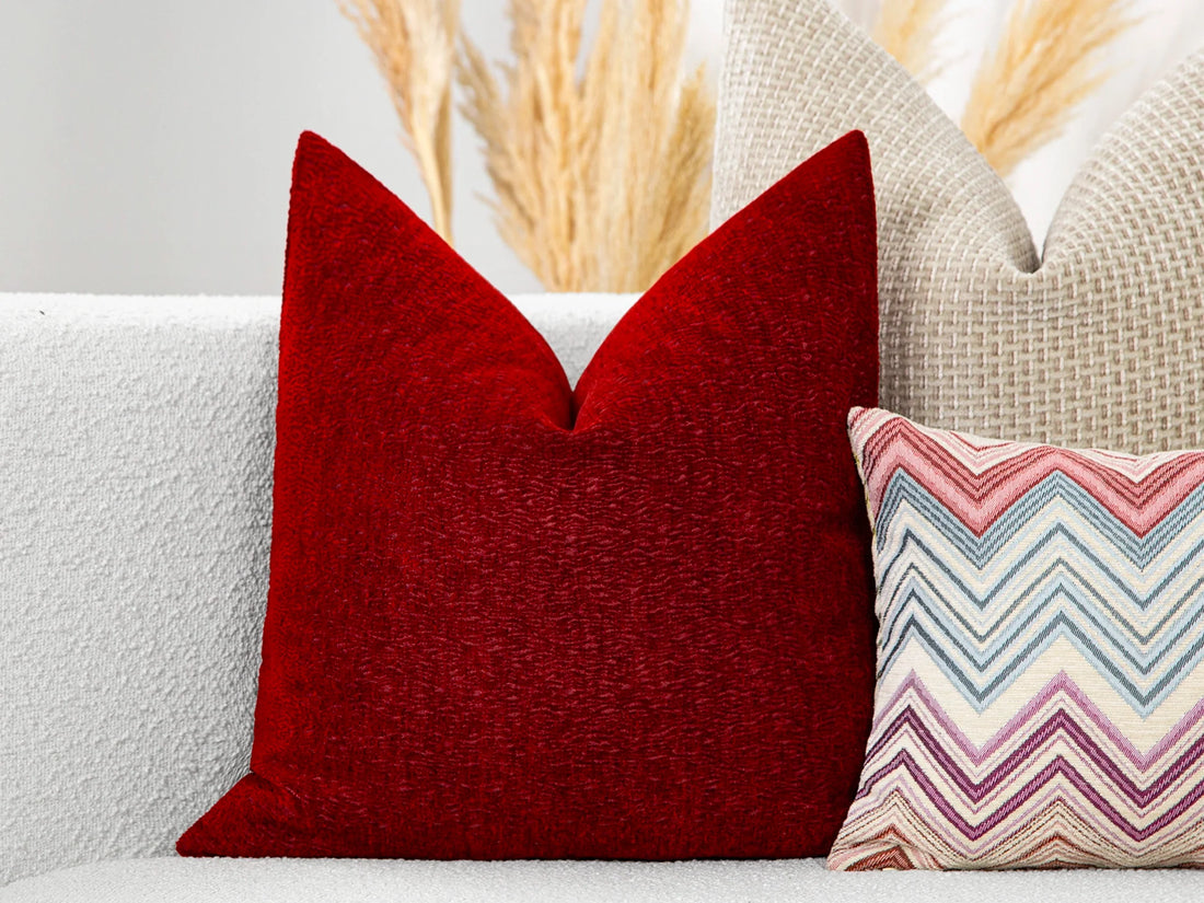 Warm Red Textured Pillow Cover