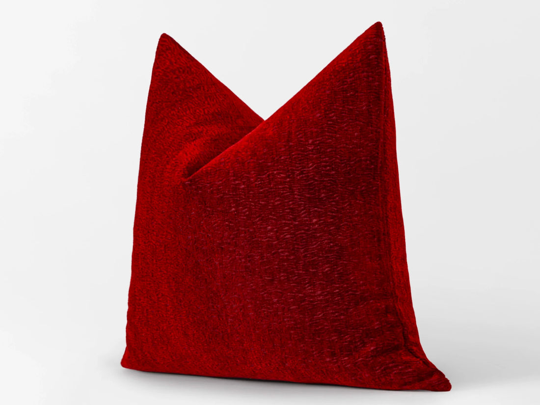 Warm Red Textured Pillow Cover