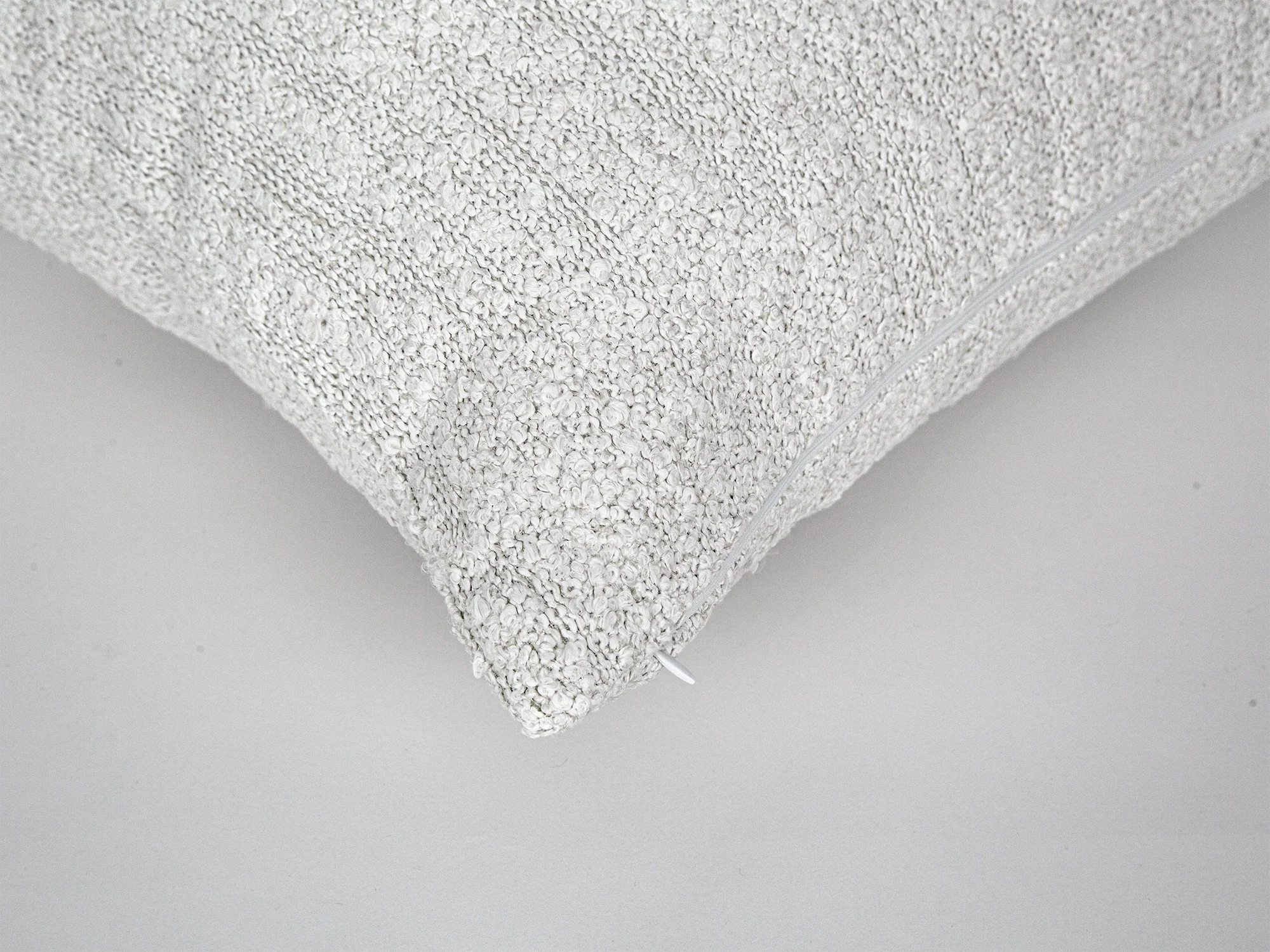 White Boho Boucle Pillow Cover