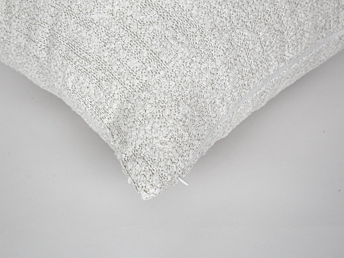 White Boho Boucle Pillow Cover