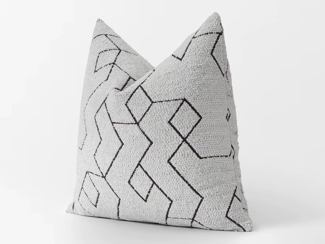 Off White and Black Geometric Pillow Cover