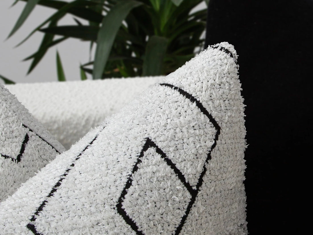 Off White and Black Geometric Pillow Cover