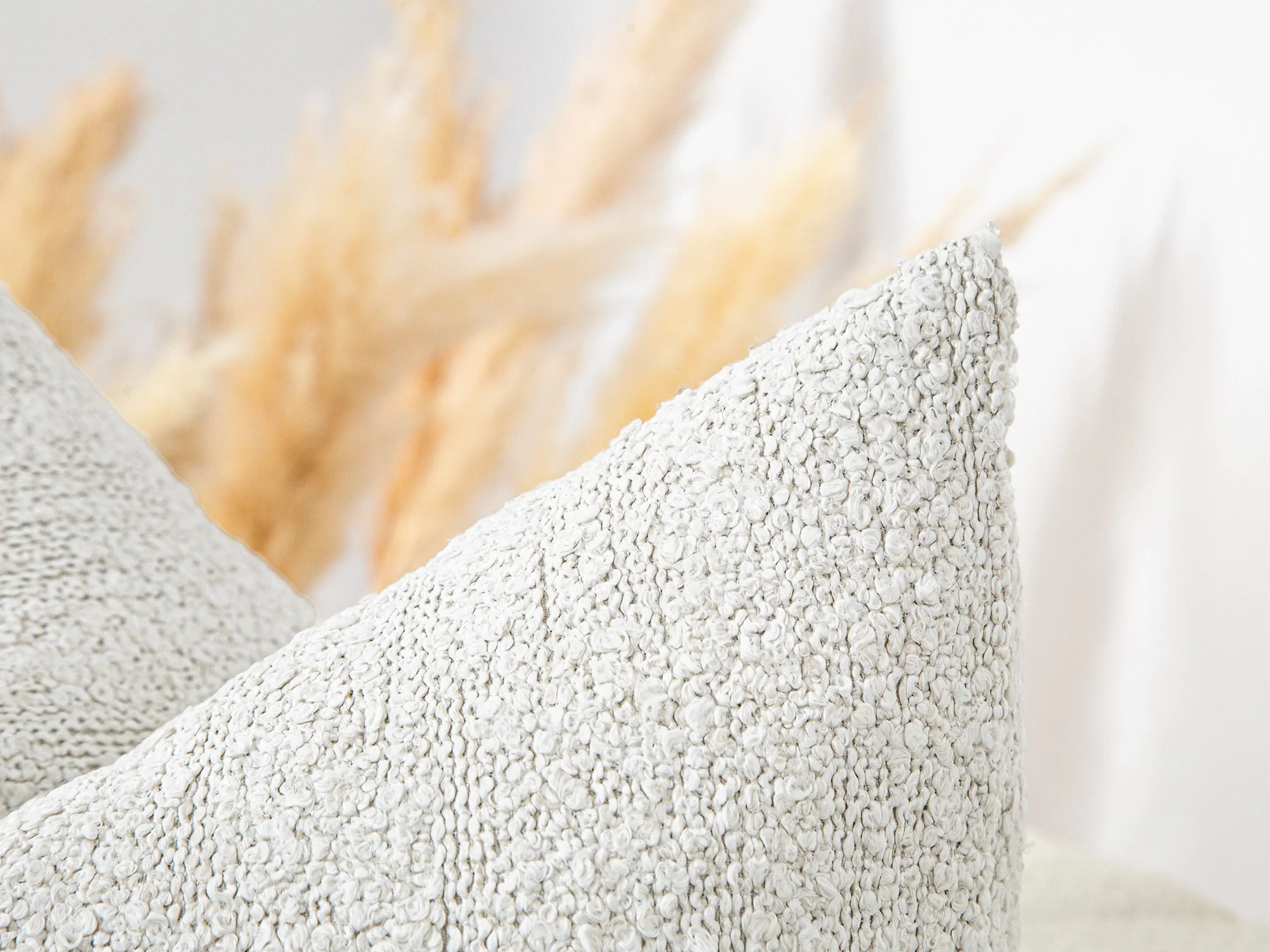 White Boho Boucle Pillow Cover