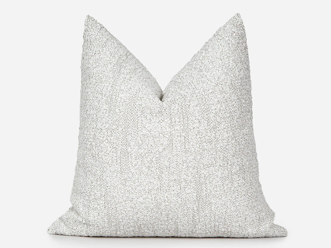 White Boho Boucle Pillow Cover