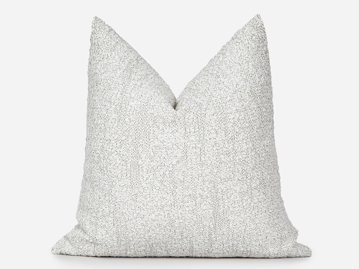 White Boho Boucle Pillow Cover