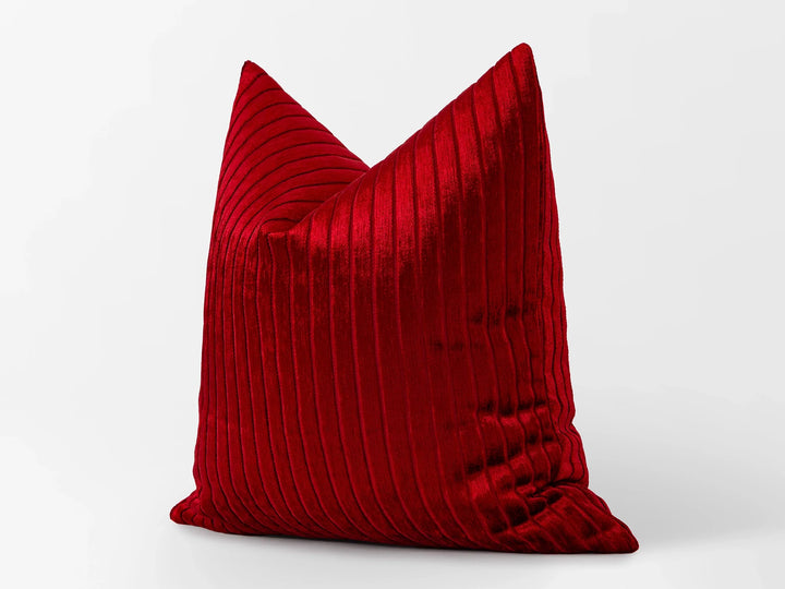 Wine Red Shiny Velvet Corduroy Pillow Cover