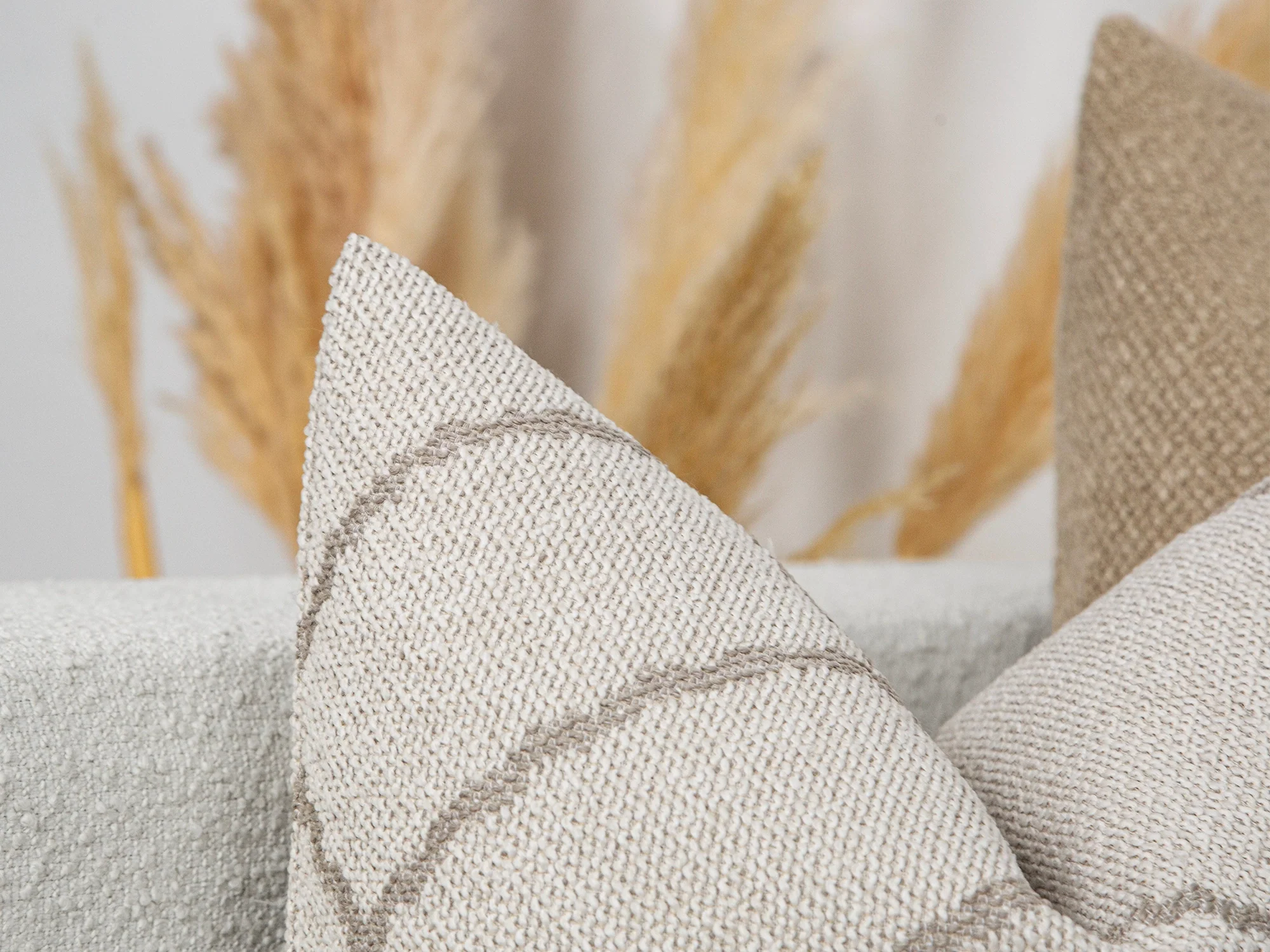 Ivory Geometric Woven Pillow Cover