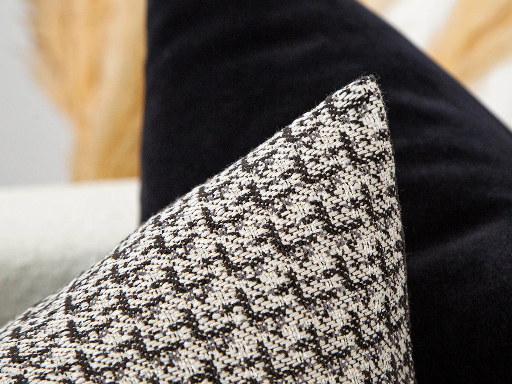 Greige & Charcoal Lattice Pillow Cover