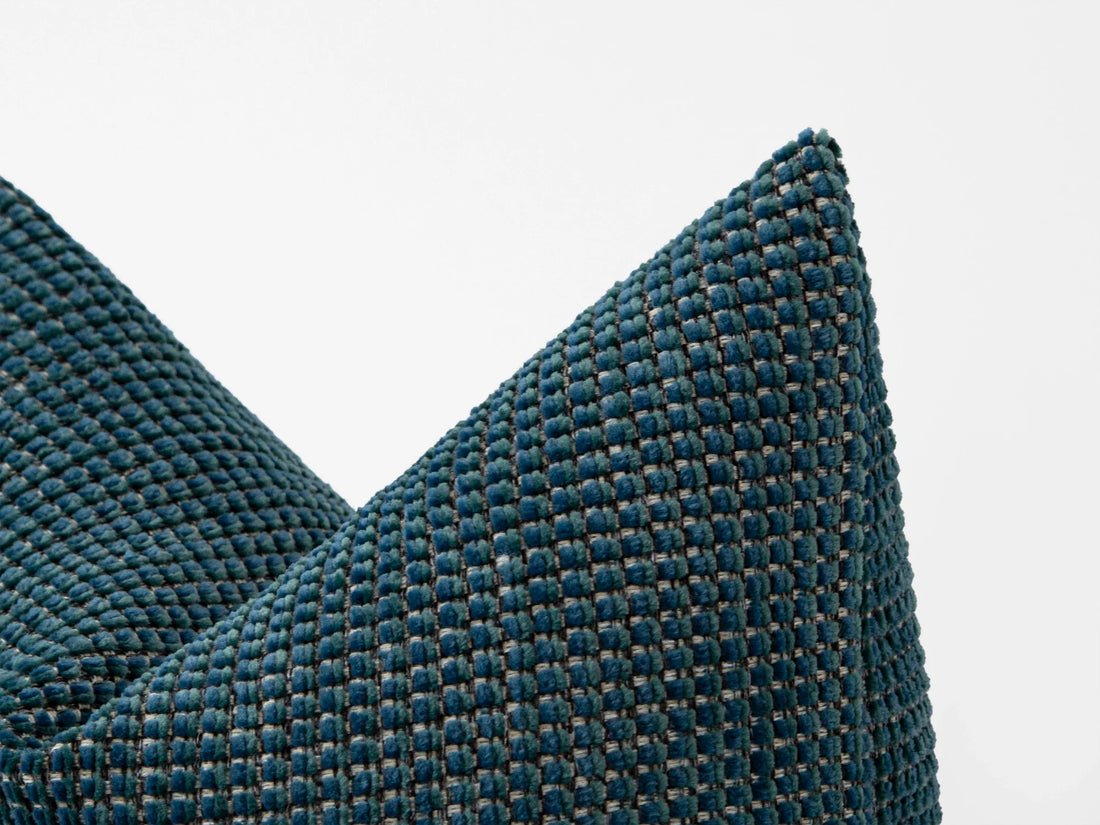 Dark Teal Woven Pillow Cover